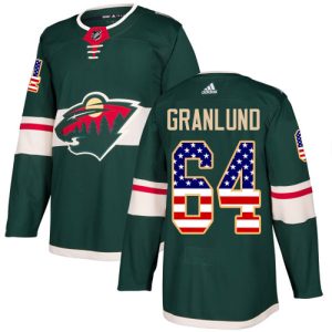 Herren Minnesota Wild Eishockey Trikot Mikael Granlund #64 Authentic Grün USA Flag Fashion